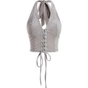 Women's Halter Corset Tops Lace Up Grey